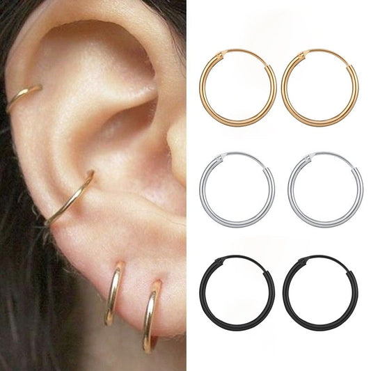 2020 New Vintage Rose Gold Multiple Dangle Small Circle Hoop Earrings for Women серьги Jewelry Steampunk Ear Clip Gift Hoop Earring vervekart