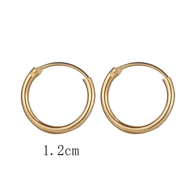2020 New Vintage Rose Gold Multiple Dangle Small Circle Hoop Earrings for Women серьги Jewelry Steampunk Ear Clip Gift Hoop Earring vervekart 12MM gold 