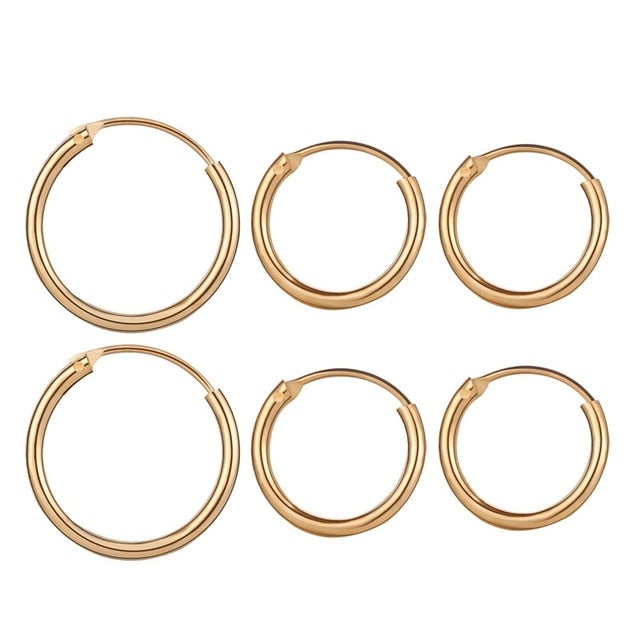 2020 New Vintage Rose Gold Multiple Dangle Small Circle Hoop Earrings for Women серьги Jewelry Steampunk Ear Clip Gift Hoop Earring vervekart GOLD 